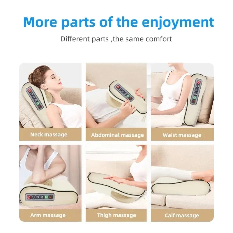 Masseur Cervical Infrarouge Chauffant – Coussin de Massage Électrique Nuque, Épaules & Dos