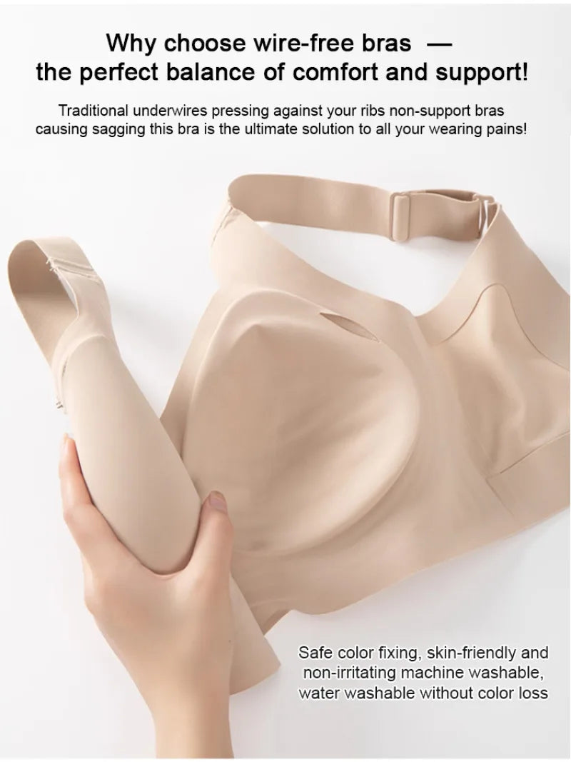 Soutien-Gorge Gainant Sans Armatures – Pleine Couverture, Push-Up & Maintien, Grande Taille M à 4XL