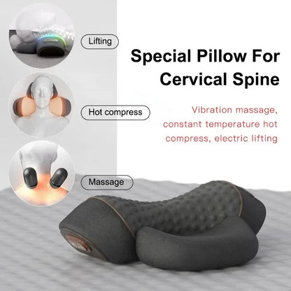 Oreiller Cervical Chauffant – Étirement, Vibration & Soutien Nuque