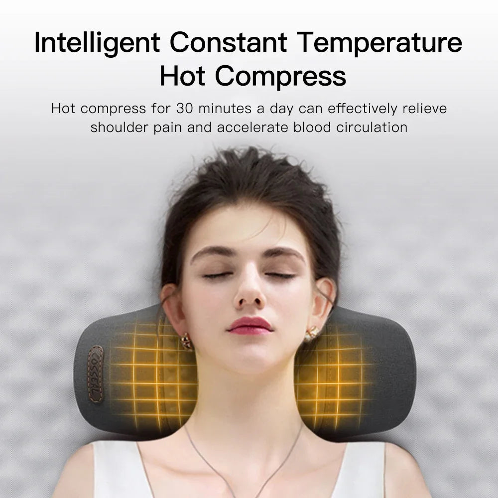 Oreiller Cervical Chauffant – Étirement, Vibration & Soutien Nuque