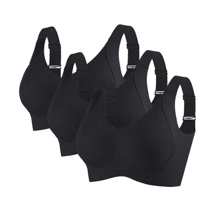 Lot de 3 Soutiens-Gorge Push-Up Sans Armatures – Côtelés, Grande Taille M à 4XL