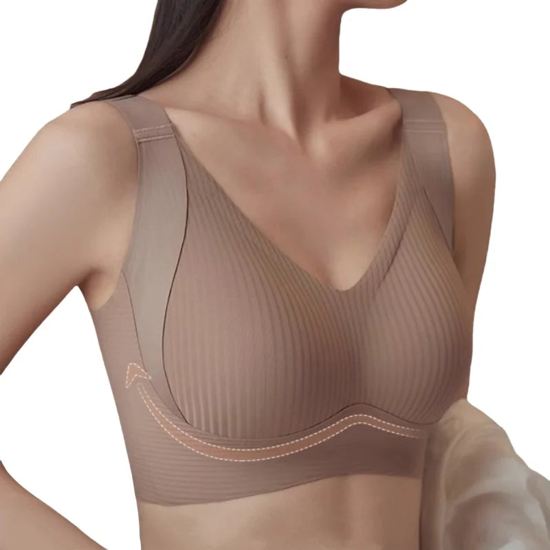 Soutien-Gorge Push-Up Sans Armature – Rembourré, Col V, Grande Taille