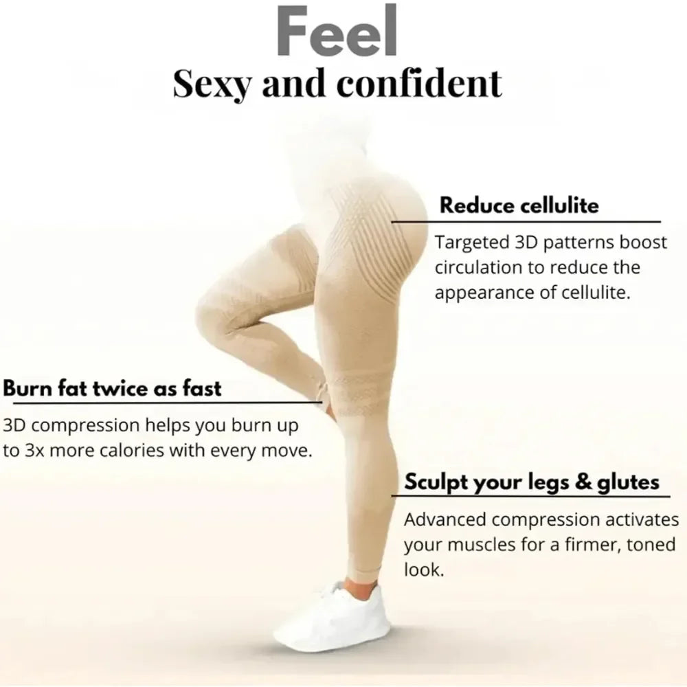Legging 3D Anti-Cellulite Taille Haute – Galbe, Maintien & Ventre Plat