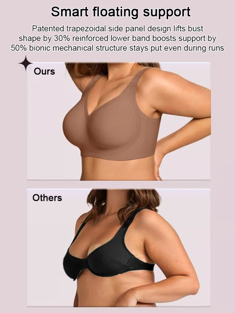 Soutien-Gorge Gainant Sans Armatures – Pleine Couverture, Push-Up & Maintien, Grande Taille M à 4XL