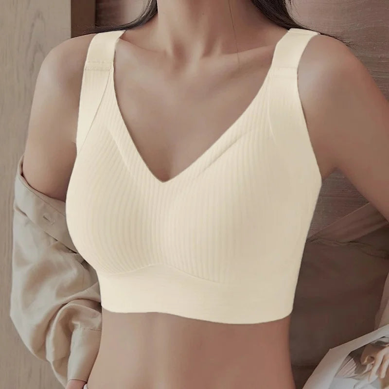 Soutien-Gorge Push-Up Sans Armature – Rembourré, Col V, Grande Taille
