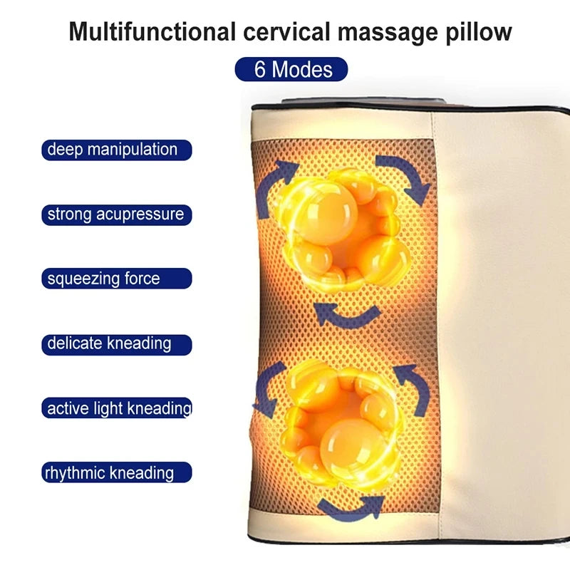 Masseur Cervical Chauffant Infrarouge – Coussin de Massage Shiatsu Nuque, Dos & Épaules