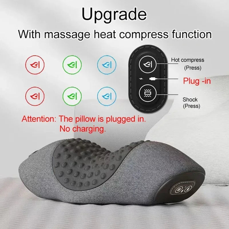 Oreiller Cervical Chauffant – Étirement, Vibration & Soutien Nuque