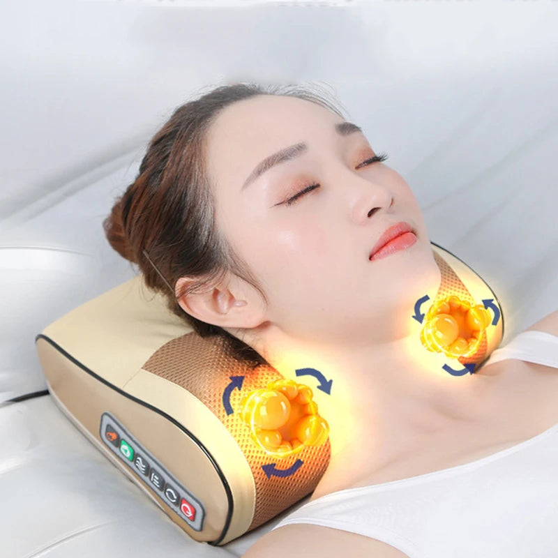 Masseur Cervical Chauffant Infrarouge – Coussin de Massage Shiatsu Nuque, Dos & Épaules