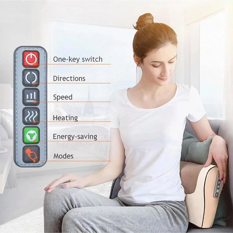 Masseur Cervical Infrarouge Chauffant – Coussin de Massage Électrique Nuque, Épaules & Dos
