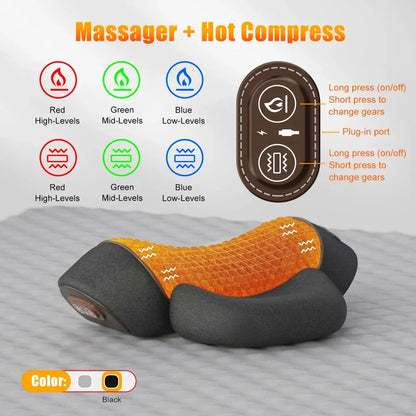 Oreiller Cervical Chauffant – Étirement, Vibration & Soutien Nuque