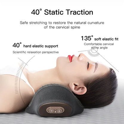 Oreiller Cervical Chauffant – Étirement, Vibration & Soutien Nuque